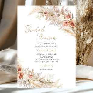 Pampas Grass Bridal Shower Beige Invitation