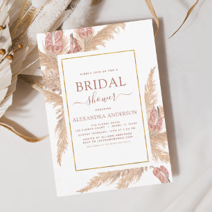 Pampas Grass Bridal Shower Bohemian Boho Invitation