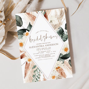 Pampas Grass Bridal Shower Boho Eucalyptus  Invita Invitation