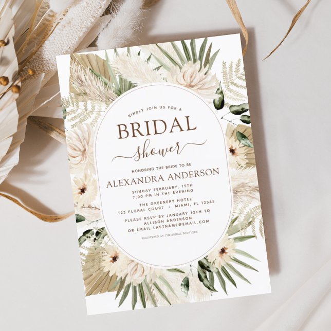 Pampas Grass Bridal Shower Boho Eucalyptus  Invita Invitation (Creator Uploaded)