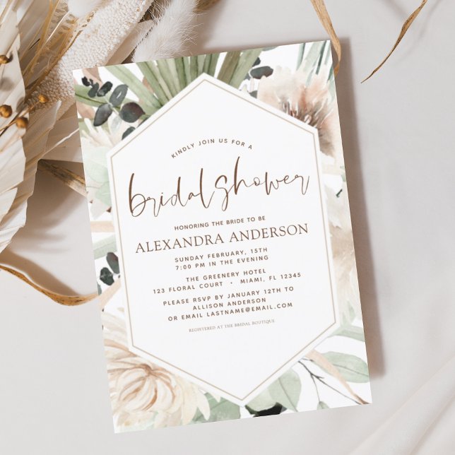 Pampas Grass Bridal Shower Boho Eucalyptus  Invita Invitation (Creator Uploaded)