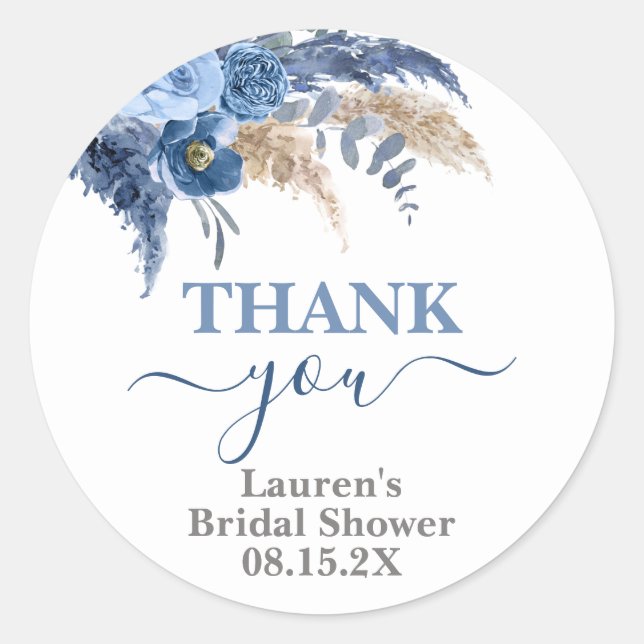 Pampas Grass Bridal Shower Classic Round Sticker (Front)