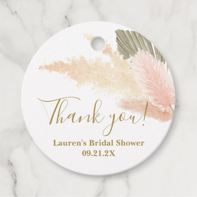 Pampas Grass Bridal Shower Favour Tags (Front)