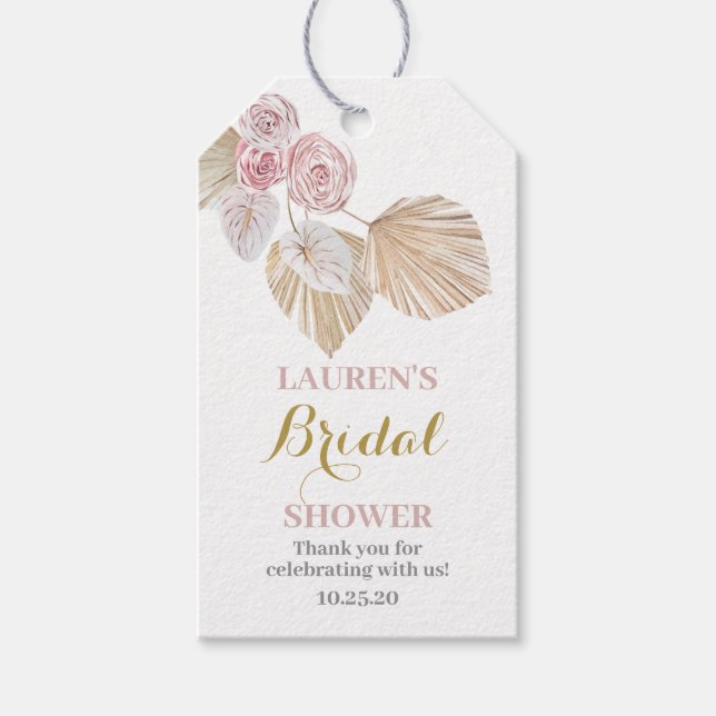 Pampas Grass bridal shower gift tags (Front)