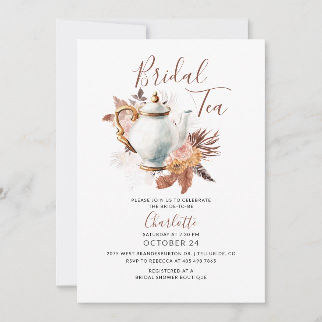 Pampas Grass Bridal Shower Invitation (Front)