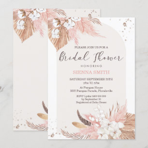 Pampas Grass Bridal Shower Invitation Boho Arch