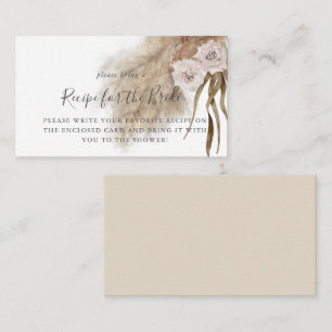Pampas Grass Bridal Shower Recipe Request   Enclosure Card