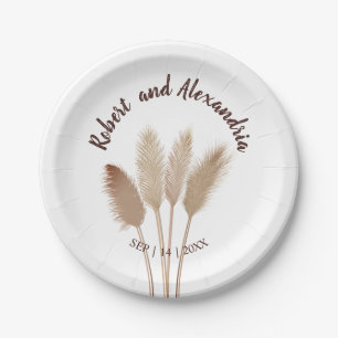 Pampas Grass Bridal Shower Wedding Reception Paper Plate