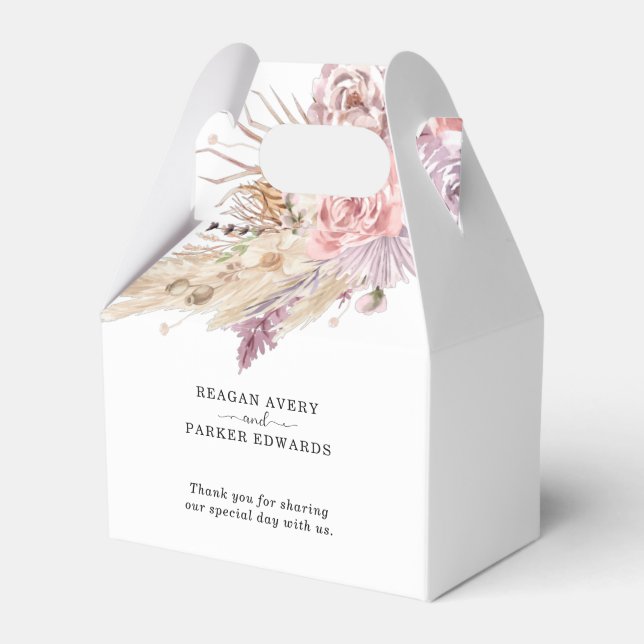 Pampas Grass Custom Thank you Wedding Favour Box (Front Side)