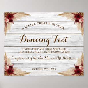 Pampas Grass Dancing Feet Flip Flops Wedding Sign