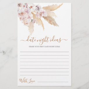 Pampas Grass Date Night ideas bridal shower card