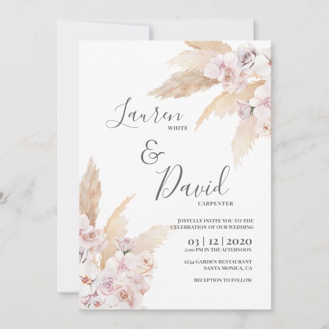 Pampas Grass Desert wedding Invitation (Front)