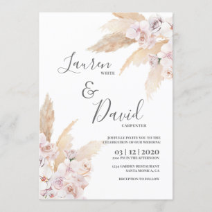 Pampas Grass Desert wedding Invitation