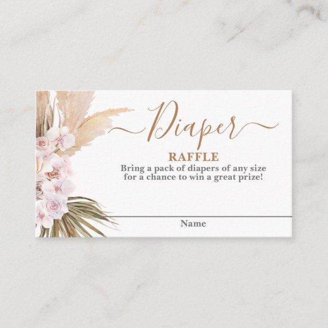 Pampas Grass Diaper Raffle Card (Front)