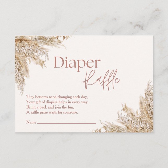 Pampas Grass Diaper Raffle Card | Neutral Rustic (Front)