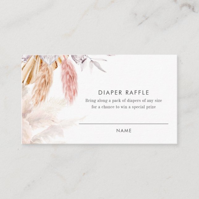 Pampas Grass Diaper Raffle for Baby Shower Enclosure Card (Front)