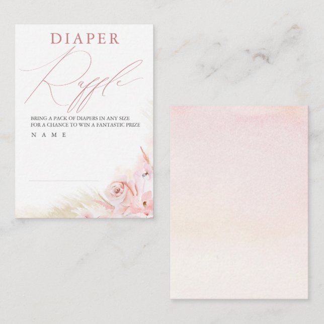 Pampas Grass Diaper Raffle Ticket Enclosure Card (Front/Back)