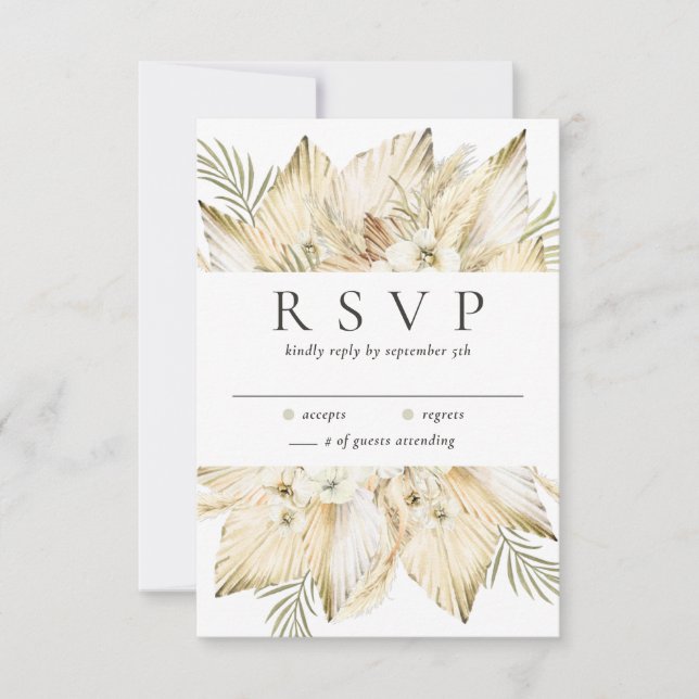 Pampas Grass Dried Desert Flowers Boho Simple RSVP Card (Front)