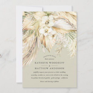 Pampas Grass Dried Desert Flowers Formal Wedding Invitation