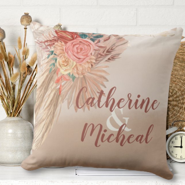 Pampas Grass Dried Floral Terracotta Boho Wedding  Cushion (Creator Uploaded)