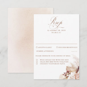 Pampas Grass Dried Foliage Wedding RSVP Card