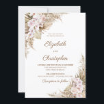 Pampas Grass Dried Palm Blush Rose Orchid Wedding Invitation<br><div class="desc">Pampas Grass Dried Palm Blush Rose Orchid Wedding Invitations, Unique design featured modern trendy boho dried pampas grass mixed dried palm leaves and mixed tropical flowers and blush rose orchid and dusty rose and woven into rustic faux gold arch combined modern calligraphy script font – amazing vision for your event...</div>