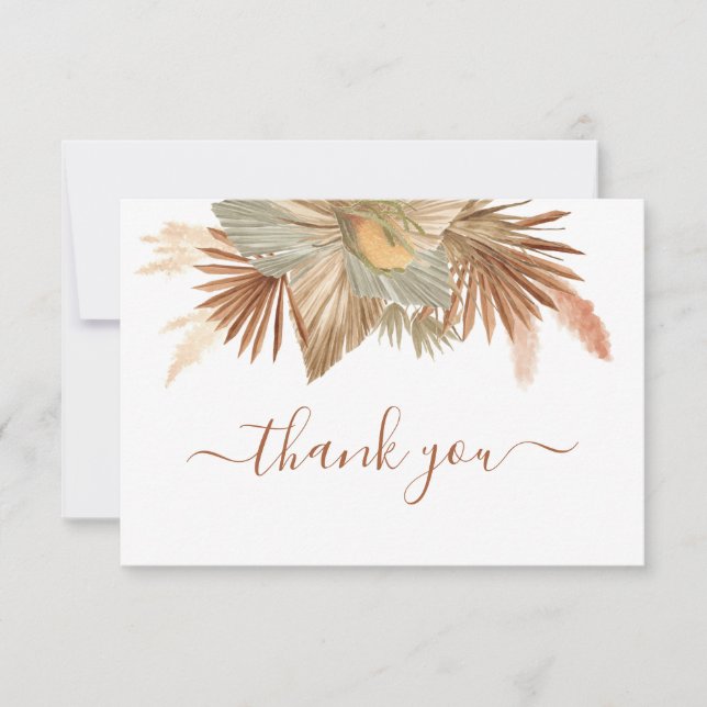 Pampas Grass dried palms thank you Card (Front)
