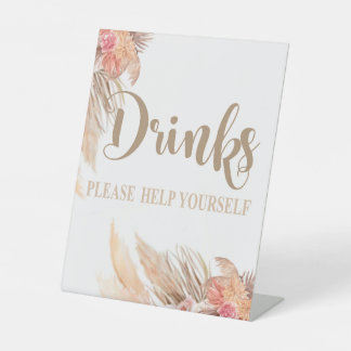 Pampas Grass DRINKS table sign, Pedestal Sign