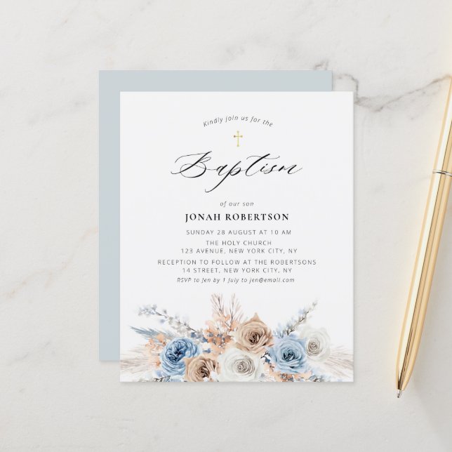 pampas grass dusty blue flowers agate baptism (Front/Back In Situ)