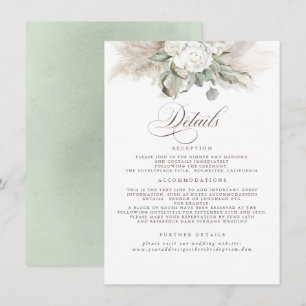 Pampas Grass Earth Shades Floral Wedding Details Enclosure Card