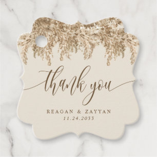 Pampas Grass Earthy Wedding Thank You Favour Tags