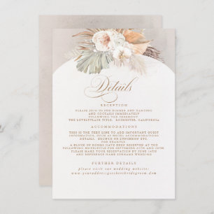 Pampas Grass Elegant Soft Pastel Wedding Details Enclosure Card