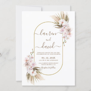 Pampas Grass Elegant Wedding Invitation