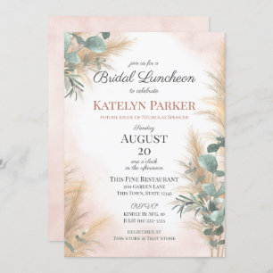 Pampas Grass Eucalyptus Greenery Bridal Luncheon   Invitation