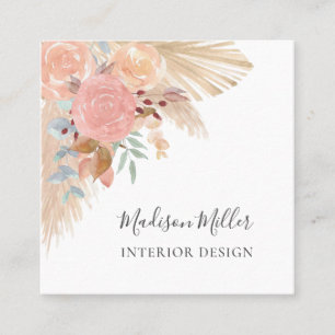 Pampas Grass Eucalyptus Interior Design Square Business Card