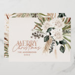 Pampas grass eucalyptus moody modern boho foil hol holiday card<br><div class="desc">Pampas grass eucalyptus moody modern boho elegant modern typography terracotta,  black,  natural and sage green Christmas card.</div>