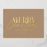 Pampas grass eucalyptus moody modern terracotta fo foil holiday card<br><div class="desc">Pampas grass eucalyptus moody modern boho elegant modern typography terracotta,  black,  natural and sage green Christmas card.</div>