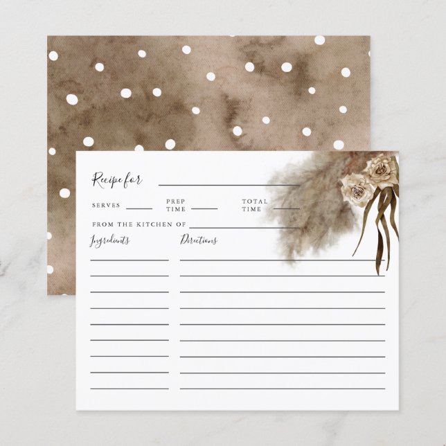 Pampas Grass Fall Bridal Shower Recipe Card (Front/Back)