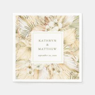 Pampas Grass Fan Palms Boho Wedding Napkins