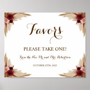 Pampas Grass Favors Bridal Shower Wedding Poster