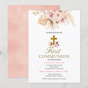 Pampas Grass First Communion Invitation