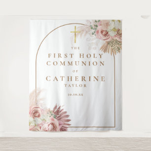 Pampas Grass First Communion Photo Backdrop Tapestry