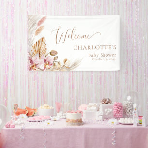 Pampas Grass Floral Baby Shower Welcome Banner