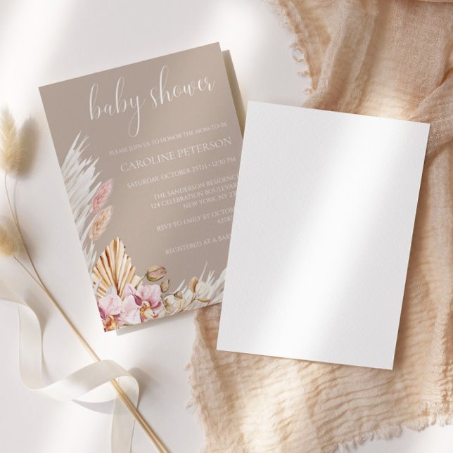 Pampas Grass Floral Boho Baby Shower Invitation (Creator Uploaded)