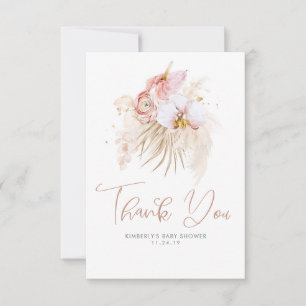 Pampas Grass Floral Boho Baby Shower Thank You