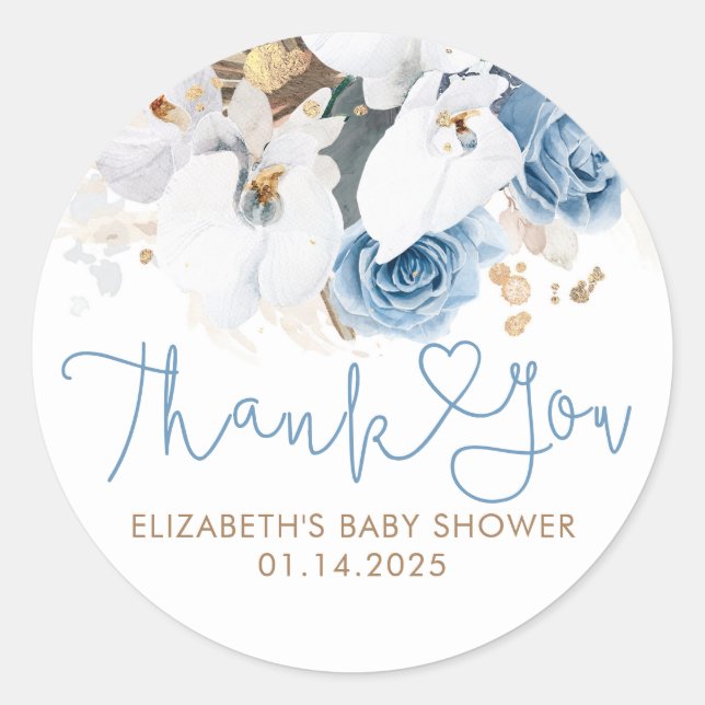Pampas Grass Floral Boho Baby Shower Thank You Classic Round Sticker (Front)