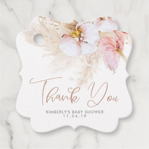 Pampas Grass Floral Boho Baby Shower Thank You Favour Tags