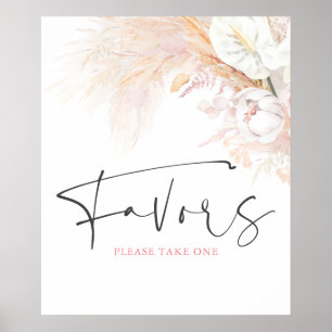 Pampas Grass Floral Botanical Favors Sign