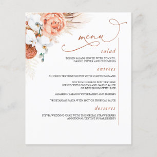 Pampas Grass Floral Botanical Terracotta Menu
