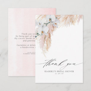 Pampas Grass Floral Bridal Shower Small Thank You
